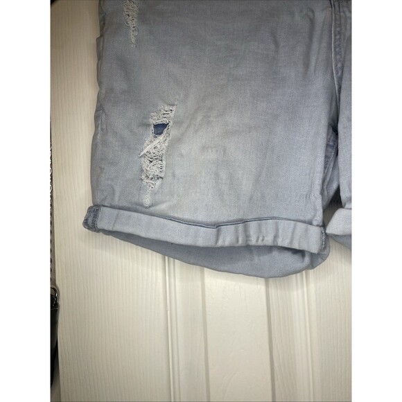 Justice JuniorPlus Size 20 Light Wash Distressed Jean Shorts Stretchy Rolled Hem - Picture 3 of 9